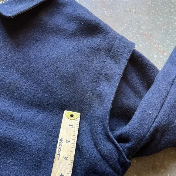 VTG 70s 80s John Henry Navy Wool Leather Trim Bomber Jacket Men's Size L Quilted - Picture 9 of 9